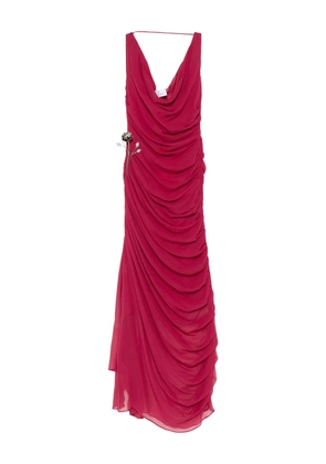 Giuseppe Di Morabito ruched floral-appliqué dress - Red