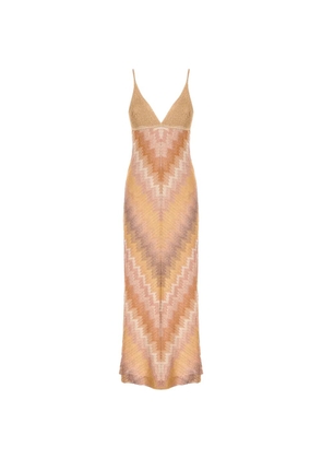 Missoni V-neck chevron dress - Neutrals