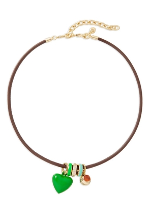Roxanne Assoulin heart-charm leather necklace - Green