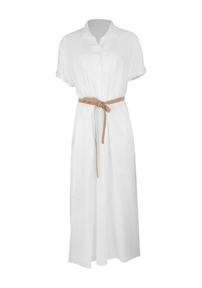 Xirena Linnet button-front belted midi dress - White
