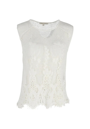 Maje open-knit floral sleeveless blouse - White