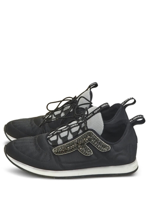 Fendi Pre-Owned crystal-embellished lace-up sneakers - Black