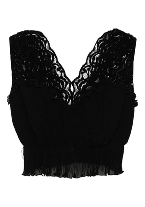 Saiid Kobeisy pleated lace top - Black