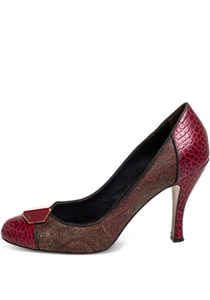 Etro Pre-Owned 110mm paisley croc-embossed leather heeled pumps - Red