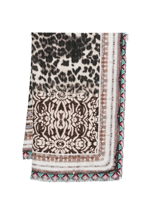 Pierre-Louis Mascia printed frayed-hem scarf - White