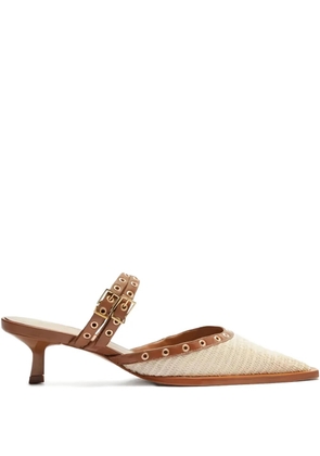 Schutz Ativ Bold V buckled studded mules - Neutrals