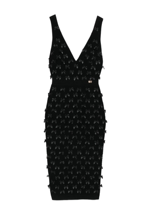 Elisabetta Franchi bow-embellished V-neck cocktail dress - Black