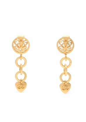 CHANEL Pre-Owned hear-charm drop earrings - Gold