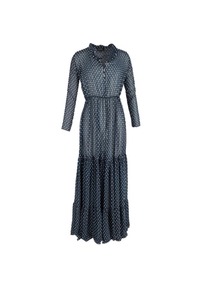 Saloni polka dot maxi long sleeve dress - Blue