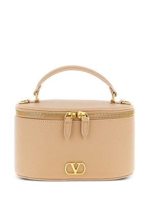 Valentino Garavani logo-plaque vanity mini bag - Neutrals