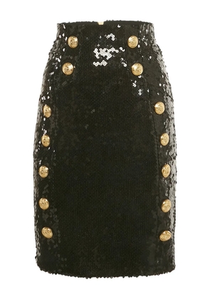 Balmain Pre-Owned sequin embossed-button mini skirt - Black
