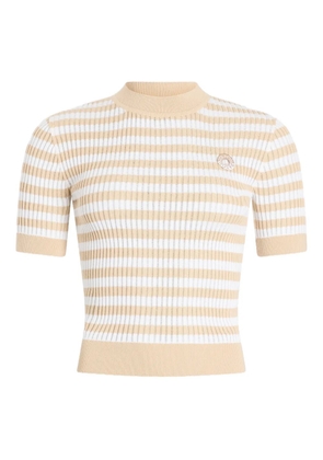 Patou striped-pattern ribbed top - White