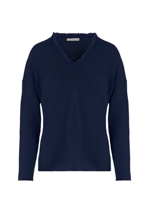 Allude fringed-neck sweater - Blue