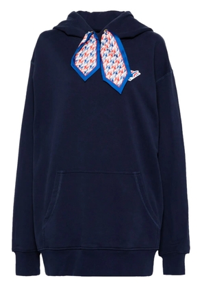Casablanca logo patch silk scarf hoodie - Blue