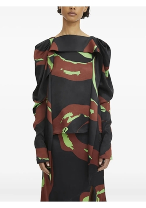 Rodebjer swirl-print puff-sleeve blouse - Black