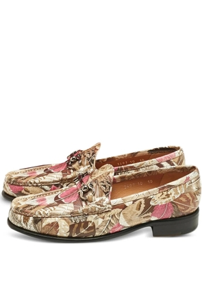 Ferragamo Pre-Owned printed bit loafer - Brown