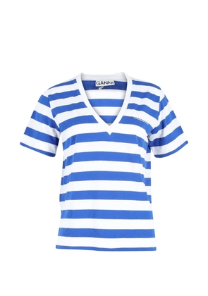 GANNI V-neck striped T-shirt - Blue