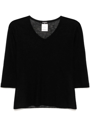 CHANEL Pre-Owned 2002 three-quarter length sleeves top - Black