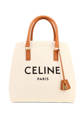 Celine Pre-Owned logo-print leather-trimmed tote bag - Neutrals