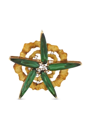 LB Exclusive 18K yellow gold diamond tourmaline brooch