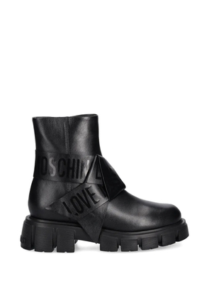 Love Moschino logo-tape ankle boots - Black