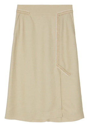 SHIATZY CHEN panelled wool midi skirt - Brown