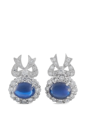 LB Exclusive diamond sapphire bow earrings - Silver