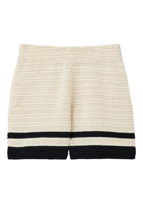 St. John pointelle stripe-detail shorts - Neutrals