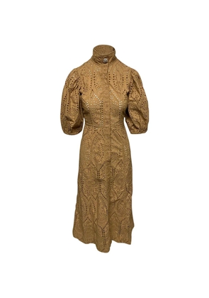 GANNI eyelet crystal dress - Brown