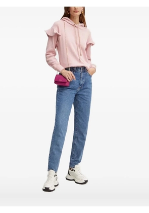 Silvian Heach ruffle-detail embellished hoodie - Pink