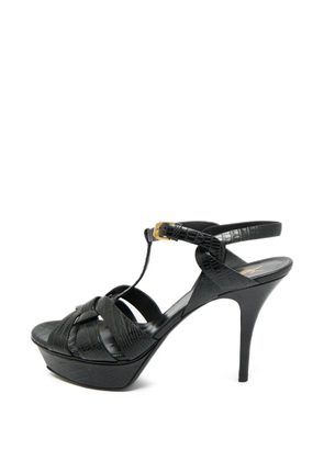 Saint Laurent Pre-Owned lizard-embossed leather sandals - Black