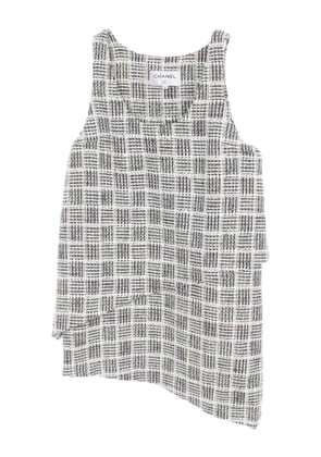 CHANEL Pre-Owned 1986-1988 sleeveless sequinned tweed dress - White