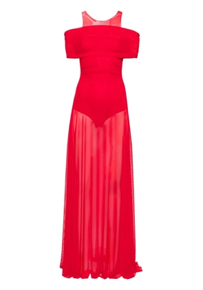 Atu Body Couture round-neck mesh maxi dress - Red
