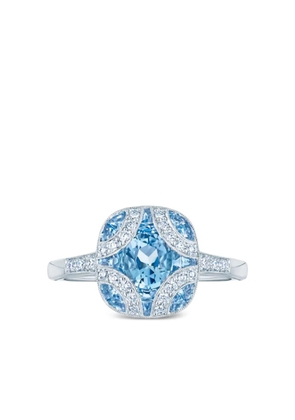 KWIAT 18K white gold Argyle diamond and aquamarine ring - Blue