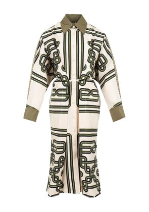 Biyan striped collared midi dress - White