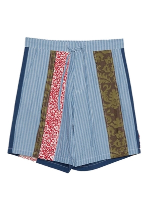 Edward Cuming patchwork performance shorts - Blue