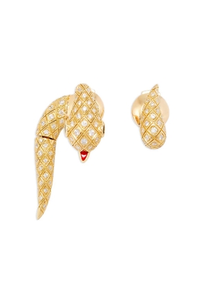 Yvonne Léon Python diamond stud earrings - Gold