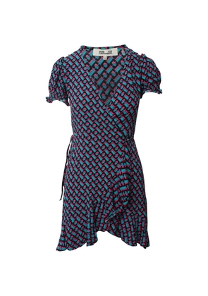 Diane Von Furstenberg Vintage printed mini wrap dress - Blue