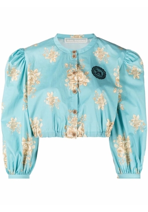 Ulyana Sergeenko floral-print button-up blouse - Blue