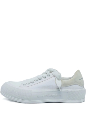 Alexander McQueen Pre-Owned Plimsoll canvas suede-panel sneakers - White