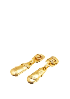 CHANEL Pre-Owned 1994 Gold Plated CC Drop Clip On Earrings costume earrings