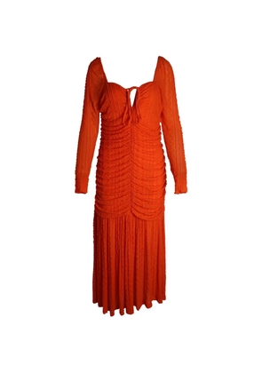GANNI ruched midi dress - Orange