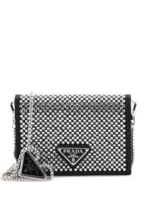Prada Pre-Owned Flap Card Holder with Chain Satin with Crystals crossbody bag - Black