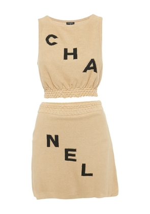 CHANEL Pre-Owned sleeveless logo-embroidered skirt set - Neutrals