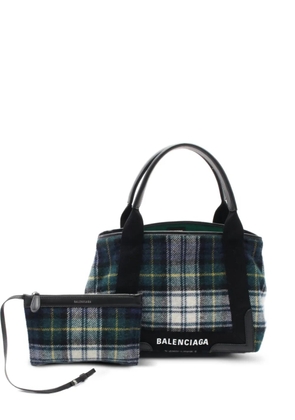 Balenciaga Pre-Owned 2010s small Navy Cabas check-pattern tote bag - Green