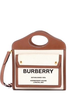Burberry Pre-Owned Logo Pocket Tote Canvas with Leather Mini crossbody bag - Neutrals