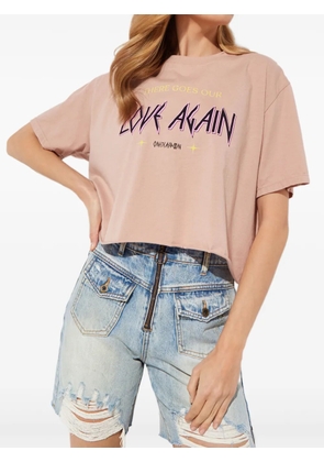One Teaspoon raw-edge printed T-shirt - Pink