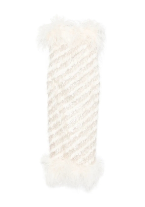 Taller Marmo feather-trim midi dress - Neutrals