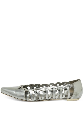 Tod's Vintage braided leather ballet flats - Grey