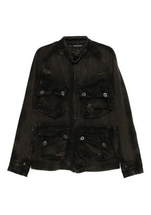 Julius distressed-effect denim jacket - Brown